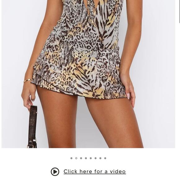 White Fox Too Extra Halter Mini Dress Leopard Spritz Size XL - Picture 7 of 7